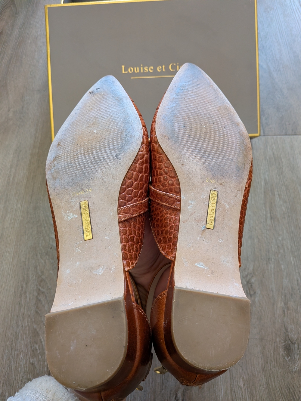 Louise et Cie Anthropologie Croc-Embossed Pointed Mary Jane Flats Size 8.5 - Picture 8 of 9